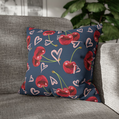 Navy Cherry Love Bomb Square Pillow Cases