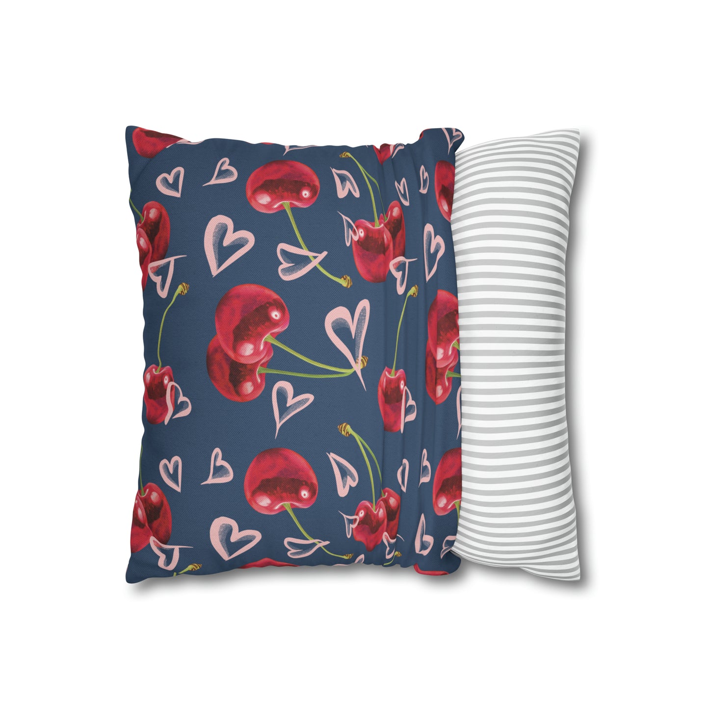 Navy Cherry Love Bomb Square Pillow Cases