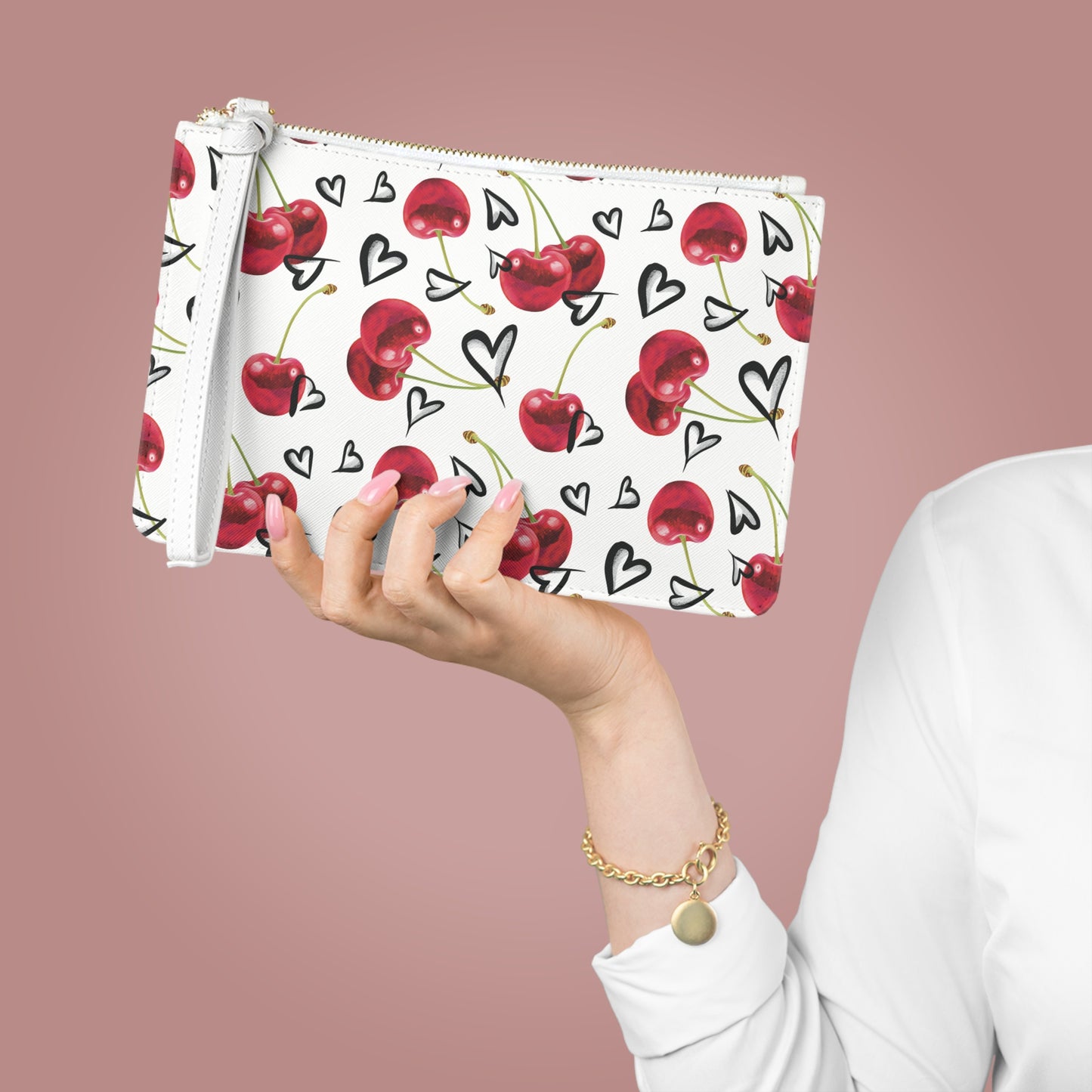 White Cherry Love Bomb Clutch Bag