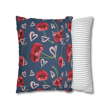 Navy Cherry Love Bomb Square Pillow Cases