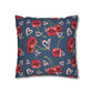 Navy Cherry Love Bomb Square Pillow Cases