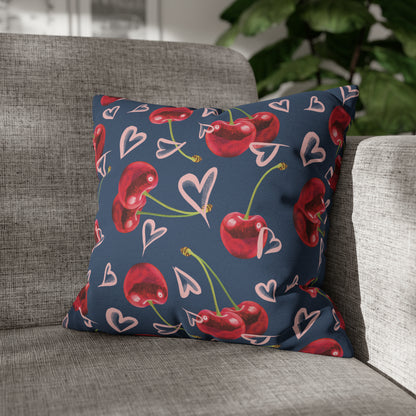 Navy Cherry Love Bomb Square Pillow Cases
