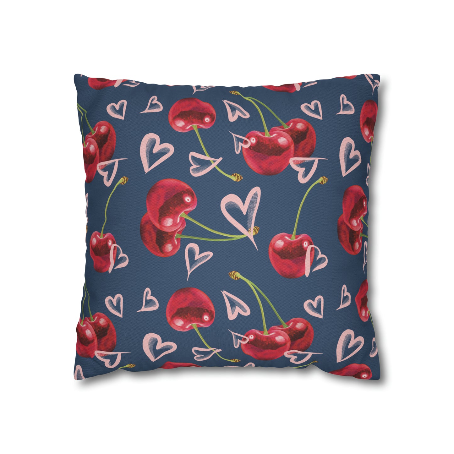 Navy Cherry Love Bomb Square Pillow Cases