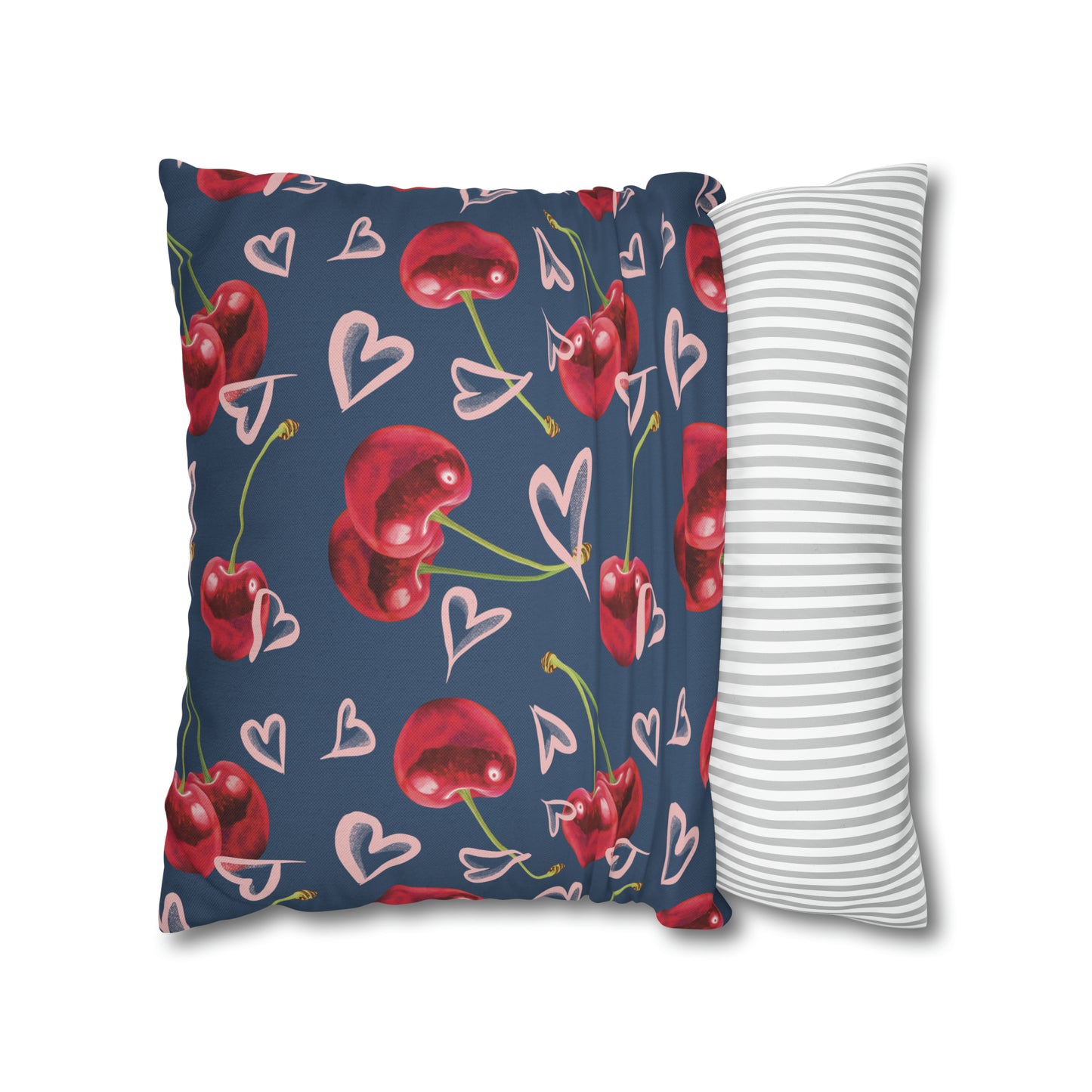 Navy Cherry Love Bomb Square Pillow Cases