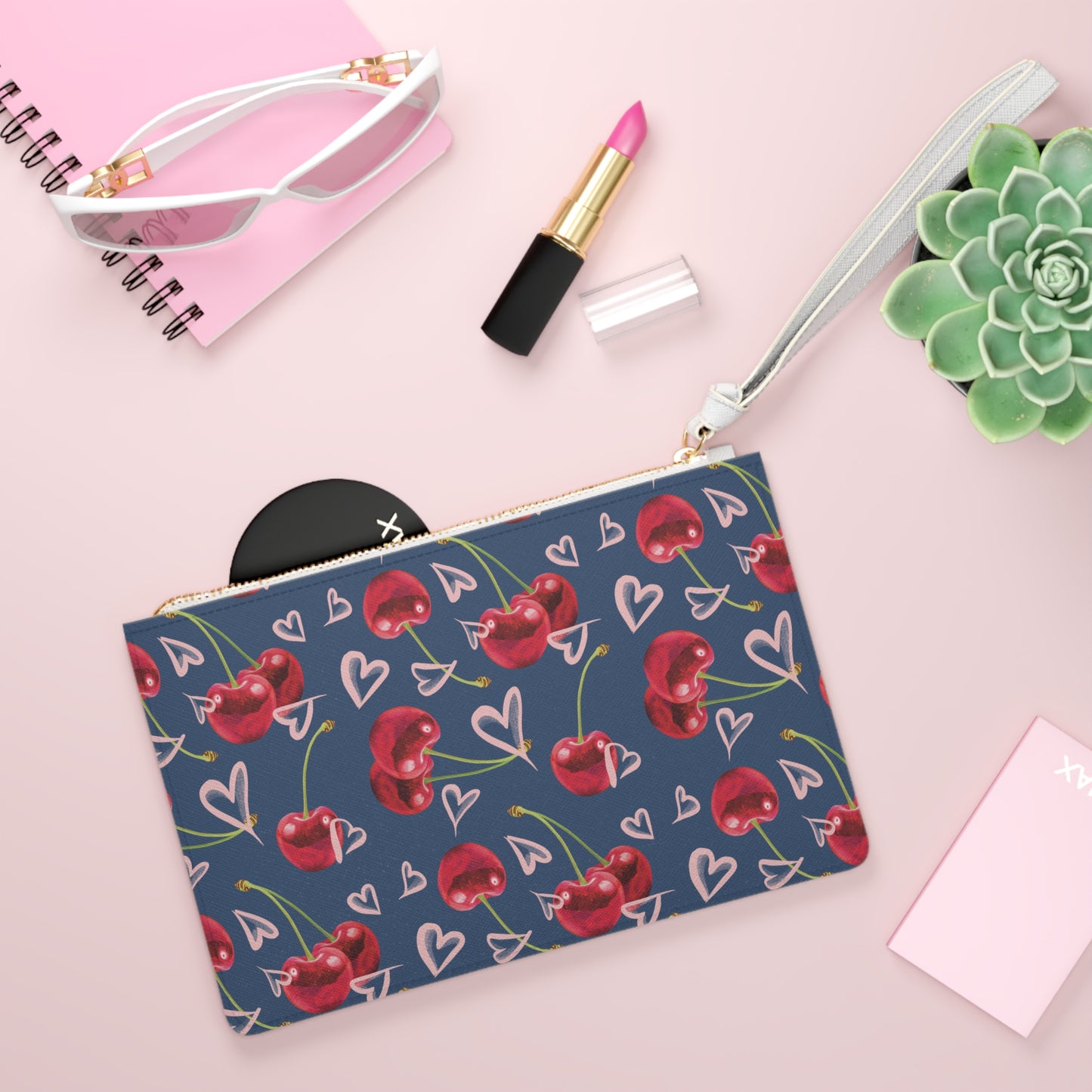 Navy Cherry Love Bomb Clutch Bag