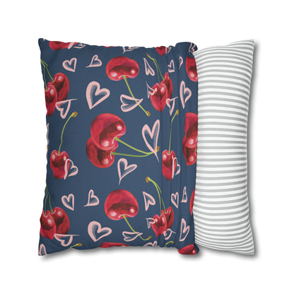 Navy Cherry Love Bomb Square Pillow Cases